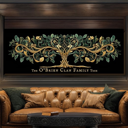 Custom Celtic Tree of Life Wide Wall Art, Personalized Irish Family Name Heritage Canvas Print, Large Panoramic Ancestry Roots Decor Gift - Etsy