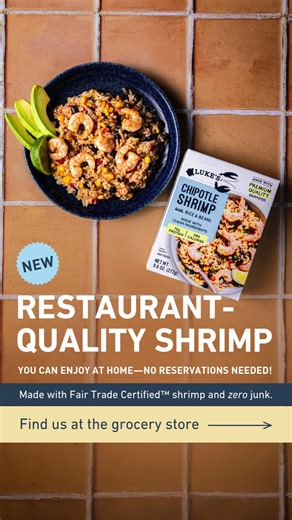 Luke’s Shrimp just landed on a grocery shelf near you! 🦐 Our new single-serve shrimp entrées are made with Fair Trade Certified shrimp and the same ocean-friendly standards you know and love from our lobster. Find them now in the frozen seafood aisle! | Luke's Lobster
