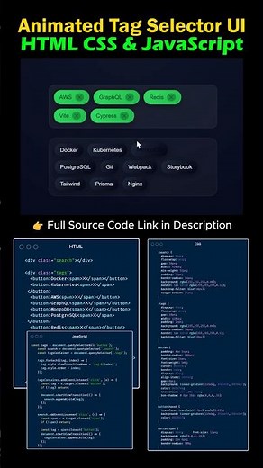 Animated Tag Selector UI ✨ | HTML CSS JavaScript View Transitions