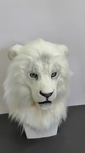 Premade Realistic White Lion Fursuit Head With Movable Jaw | Handmade Furry Cosplay Mask | Emerald Green Eyes Costume Headpiece - Etsy Canada