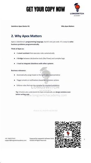 Salesforce Apex Starter Kit E-Book Preview | Shubham #longswitchacademy #salesforcefreshers #sfdc