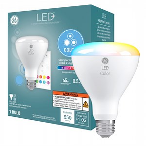 GE BR30 LED Color Changing LED Light Bulb, 65 Watts, Indoor Floodlight, 1pk