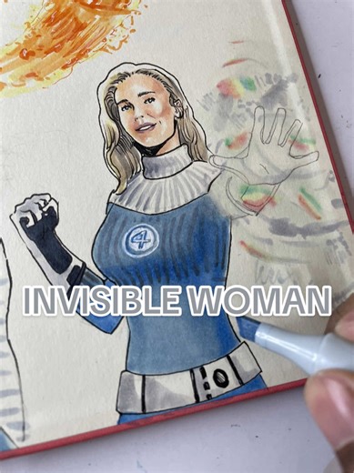 drawing the Invisible Woman! and with that my sketchbook is complete… #comicart #fantasticfour #inksketch #copicmarkers #suestorm
