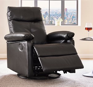 Sailvan Recliner Chair for Adult, Swivel Rocker Recliners for Living Room & Nursery, Home Theatre Manual Recliners with PU Leather, 300lbs Capacity, Black - Walmart.com