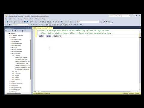 How to change the width of an existing column in Microsoft SQL Server | ALTER