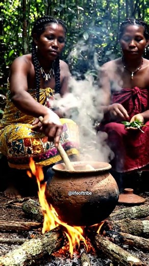 Tribal Women Cooking Jungle Chicken Soup