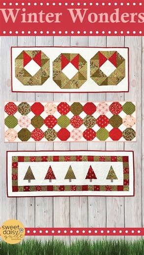Winter Wonders Pattern! I had the best time designing this pattern and making the runners! They are full of Christmas cheer and nostalgia. The pattern is a 16 page, full color booklet, with lots of easy to follow diagrams and instructions. Each runner is quick to sew, which means they’re perfect to make as a gift, and for yourself! PDF patterns and kits are also available. Three ways to shop! Tap the photo, use the link in our bio, or visit SweetDaisyQuiltShoppe.com. 📷Sweet Daisy Quilt Shoppe .