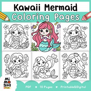Magical Mermaid Coloring Pages | Summer Ocean Theme for Kids | Printable PDF