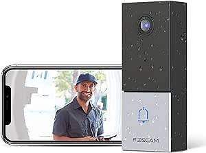 FOSCAM 2K/4MP Video Doorbell Camera DBW5, 2.4Ghz/5Ghz Wi-Fi Home Security Smart Doorbell, 2-Way Audio,AI Detection, Night Vision, IP65 Hardwired, Compatible with Existing Doorbell Chime