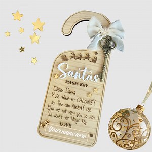 Santa's Magic Key Personalised Door Hanger With Mirrored Gold Stars - Etsy Canada
