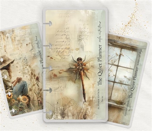 Quiet Planner Bookmark Set | Happy Planner and TUL | Laminated Discbound Insert | Soft Vintage Botanical - Etsy