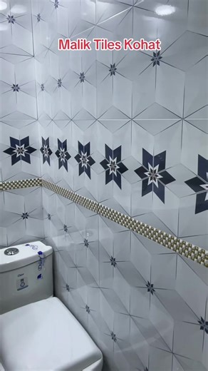 Blue & White Elegant Washroom Tile Design