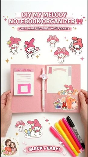 🎀 My Melody Notebook Organizer 🎀 DIY Paper Craft #shorts