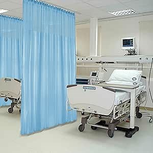 Frelement Blue Privacy Medical Curtain 120" W x 84" L Flat Hooks Room Divider Drapes for Hospital, Medical Clinic, SPA, Lab, Office, Nursery, 1 Panel (Not Included Track Hardware)