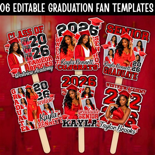 Class of 2026 Graduation Fan Template, Editable Senior Photo Grad Fan, High School College Program Digital Canva Template Custom Favors DIY - Etsy