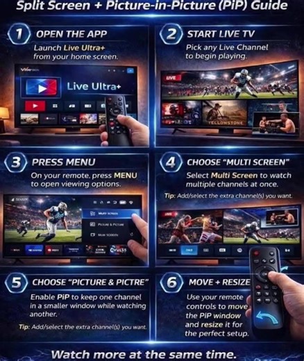 Want to split the screen and watch multiple screens at once? No problem! #splitscreen #vseebox #iptv #streamingtv #nocable