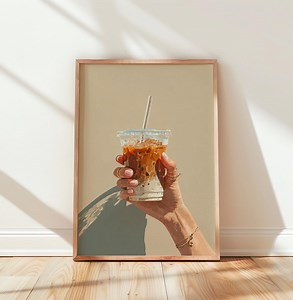Hand Holding Iced Coffee Poster | Cold Brew Cafe Wall Art | Kitchen Cafe Decor | Neutral Coffee Poster | Modern Wall Art | Cafe Artwork - Etsy Canada