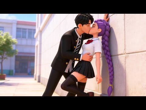 Rumi x Jinu First Kiss 💋 | School Love Story ❤️ | K‑Pop Demon Hunters (Fan Animation)