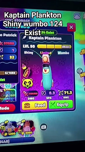 Kaptain Plankton Shiny wumbo 124 exist #spongebob