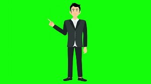 Download Business man cartoon character talking animation front view green screen background for free