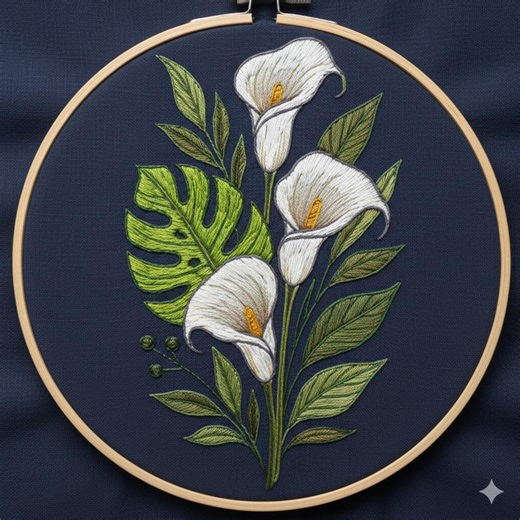 Buy Calla Lily Embroidery Design, Lily Flower Embroidery Template PDF File (instant Download) Online in India - Etsy