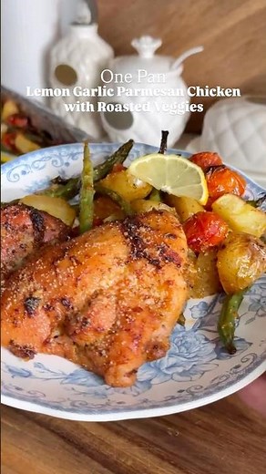 Lemon Garlic Parmesan Chicken with Roasted Veggies (One-Pan Meal)