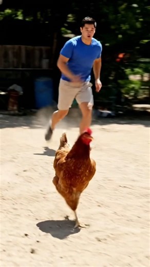 Human vs Chicken race 🏃‍♂️🐔Hashtags: #funnyanimals #chickenrun #shortsvideo #usa