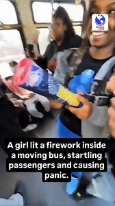 15K views · 2.3K reactions | A girl lit a firework inside a moving bus, startling passengers and causing panic. The firework exploded, filling the vehicle with smoke, but quick actions from others helped control the chaos. Luckily, no one was seriously hurt, though the reckless act shocked many. Authorities called it dangerous and irresponsible. #firework #worldnewsapp #worldnews #news #breakingnews #newsapp | World News | Facebook