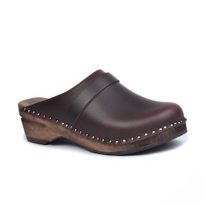 Troentorp Swedish Clogs | Brown Leather Wooden Mules | Comfortable Work Shoes for Women & Men - Etsy