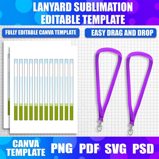 Lanyard Sublimation Template, Canva Editable Lanyard Template, Blank Neck Lanyard Template, Canva Drag and Drop Sublimation Design - Etsy