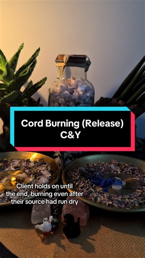 This cord burning was a little bit different. There was no need for a bitter break, no I'll will, nothing but a pure desire for release. Sometimes we have to let go of things before we want to, before we're ready. It's painful, and it's unfair, but it's necessary. I'm proud of every single person who's had to put themselves through it. You're stronger than you know. 🤍 For this working, I surrounded the client with salt (for protection), lavender (for calming and easing emotional distress), cham
