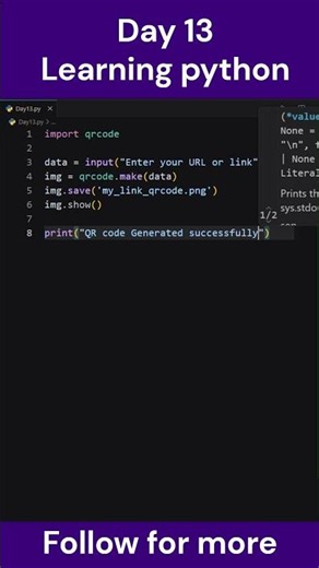 How to make or create QR code using python #100daysofcode #learnpython #pythonbeginner #python