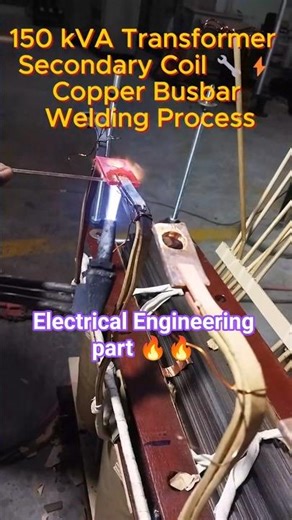 150 kVA Transformer Secondary Coil 🔧⚡Copper Busbar Welding Process #electrical #shorts #transformer