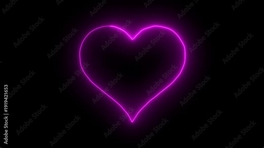 Animated Valentine's Day Background with Romantic Love Heart Icon and Symbol. Blue Neon Heart Shape on Black Background for Valentine's Day or Love Themed Projects love symbol valentines day. 4k