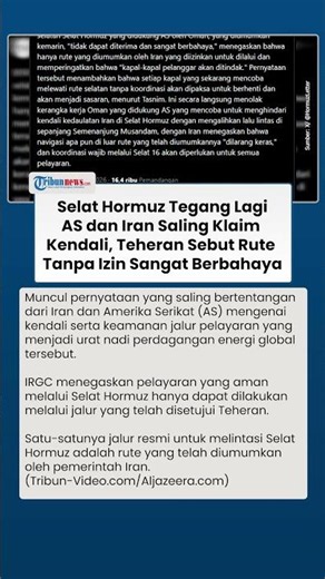 AS dan Iran Saling Klaim Kendali atas Jalur Energi Global Selat Hormuz, Wajibkan Koordinasi IRGC