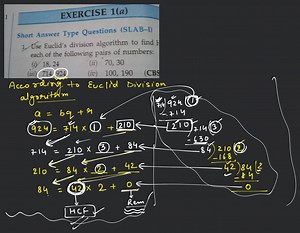 EXERCISE 1(a) Short Answer Type Questions (SLAB-I) 1. Use Eucli... | Filo