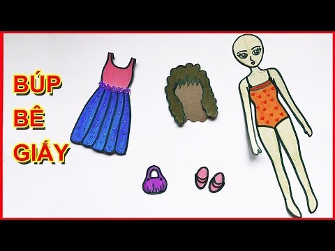 Tự làm búp bê bằng giấy, thiết kế quần áo, giày, túi búp bê Paper dolls craft - Đồ chơi ChimXinh