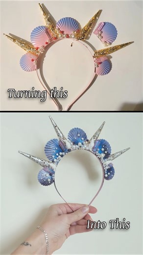 DIY Seashell headband Mermaid crown upcycling project for the Ball of Atlantis