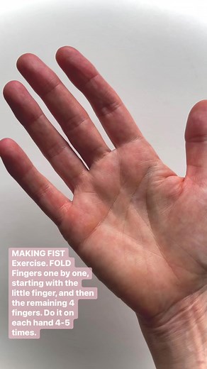 MAKING FIST Exercise - begin FOLD Fingers one by one, starting with the little finger, and then the remaining 4 fingers. Do it on each hand 4-5 times. FINGER 🤲🏼 Exercises can help relieve Stiff Joints and improve Blood Circulation by bringing oxygenated blood to the Muscles. Will help relieve stiffness and pain in joints, tendons, ligaments, and connective tissue . #knuckelsmassage #handselfmassage #handmassage #effectivehandtherapy #handtherapy #athritis #handpainrelief #takecareofyourbody #h