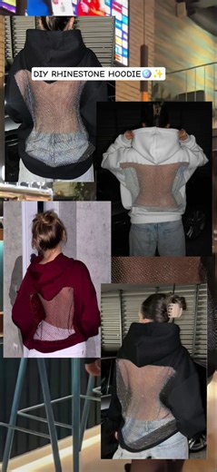 DIY rhinestone hoodie | Mesh hoodie tutorial✨️ #viralhoodie #diy #fashiontrends