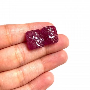 Carved Ruby Gemstone Flower Pendant: Cushion Cut Earrings Gift - Etsy
