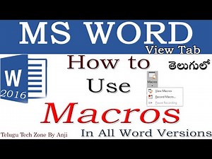 Macros in MS WORD In Telugu ||MS Word 2016 Tutorial In Telugu || How to use Macros in MS Word Telugu