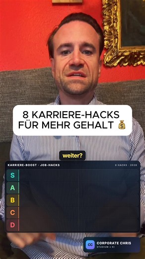 Überstunden machen = automatisch Karriere machen? Eher nicht. 👀 Ich ranke 8 typische Karriere-Hacks von S- bis D-Tier: 💰 An Projekten arbeiten, die Umsatz bringen oder Kosten sparen 🤝 Kontakte in anderen Abteilungen aufbauen 🔄 Intern die Stelle wechseln 🚫 Beförderungen ohne mehr Gehalt annehmen 🎯 Einen Sponsor im Management finden 📈 Das Gehalt frühzeitig verhandeln Welchen Tipp kanntet ihr schon – und welchen würdet ihr anders ranken? Schreibt es in die Kommentare! 👇 #karriere #gehalt #k