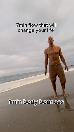 Comment “flow” for the 18min follow along Youtube And save this 7-minute flow, it will change your nervous system, your fascia, and your entire day. Most people wake up tight, stressed, compressed. Do this flow first thing in the morning and watch how your whole body opens. 1️⃣ 1 min — Body Bounces Shake your entire structure loose. Let your heels drop, ribs jiggle, shoulders soften. This resets your lymph, your vagus nerve, and your emotional tension. 2️⃣ 1 min — Body Bounces Hip Shifts Bounce 