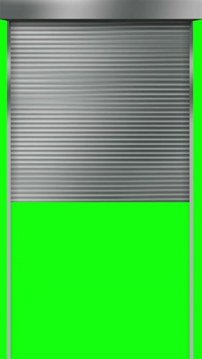 Shutter of a Shop rolling down and upward on Green Screen Vertical for keying, copyright free
