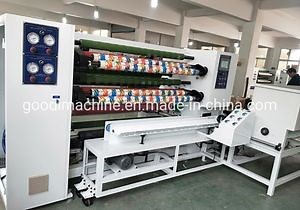 Semi Automatic Adhesive Crystal Packing Tape Slitting Rewinding Machine with Auto Core Loader