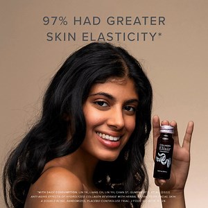 Just one serving a day of Collagen Elixir helps support your skin’s structure as natural collagen production declines with age. Make it part of your daily ritual. ⏰ *Individual results may vary. Statistics are based on a third-party, double-blind, placebo-controlled clinical study with participants who consumed either one serving of Collagen Elixir™ daily for four weeks or a placebo. | Isagenix®