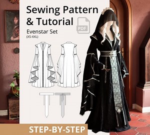 Coat Dress Sewing Pattern Set PDF – Gothic Fantasy Dress for DIY, Cosplay, LARP, Elven, WGT or Ren Faire Costume (xs–xxl) - Etsy