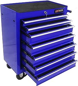 Rolling Tool Chest with 7-Drawer Tool Box with Wheels Multifunctional Tool Cart Mechanic Tool Storage Cabinet for Garage, Warehouse, Workshop, Repair Shop (Blue)