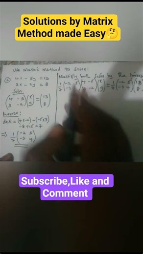 Simultaneous Equations by Matrix Explained in 3 Steps/ KCSE 2026*